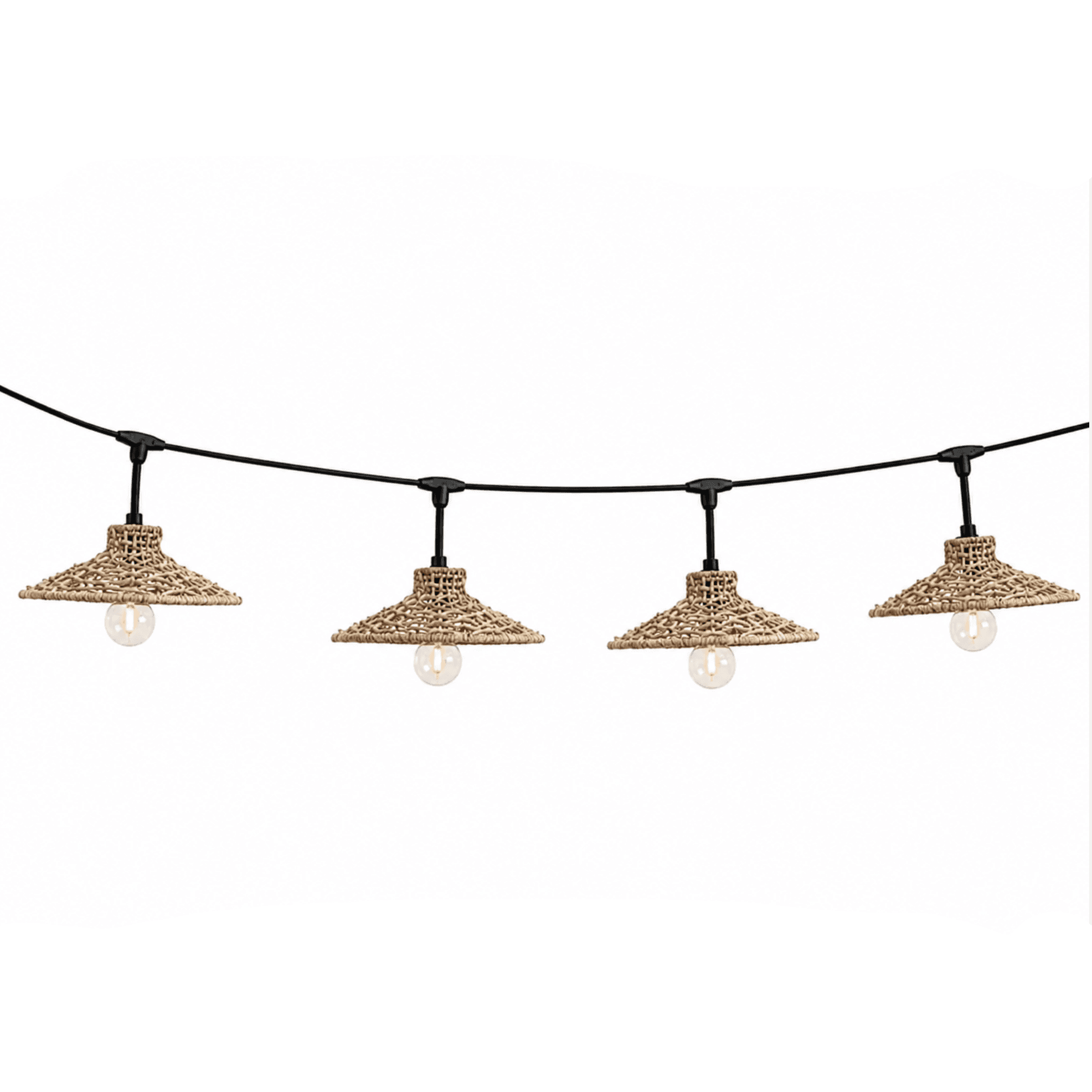 Handwoven rattan ceiling light in a modern rustic style, adding a natural touch to a bohemian dining room