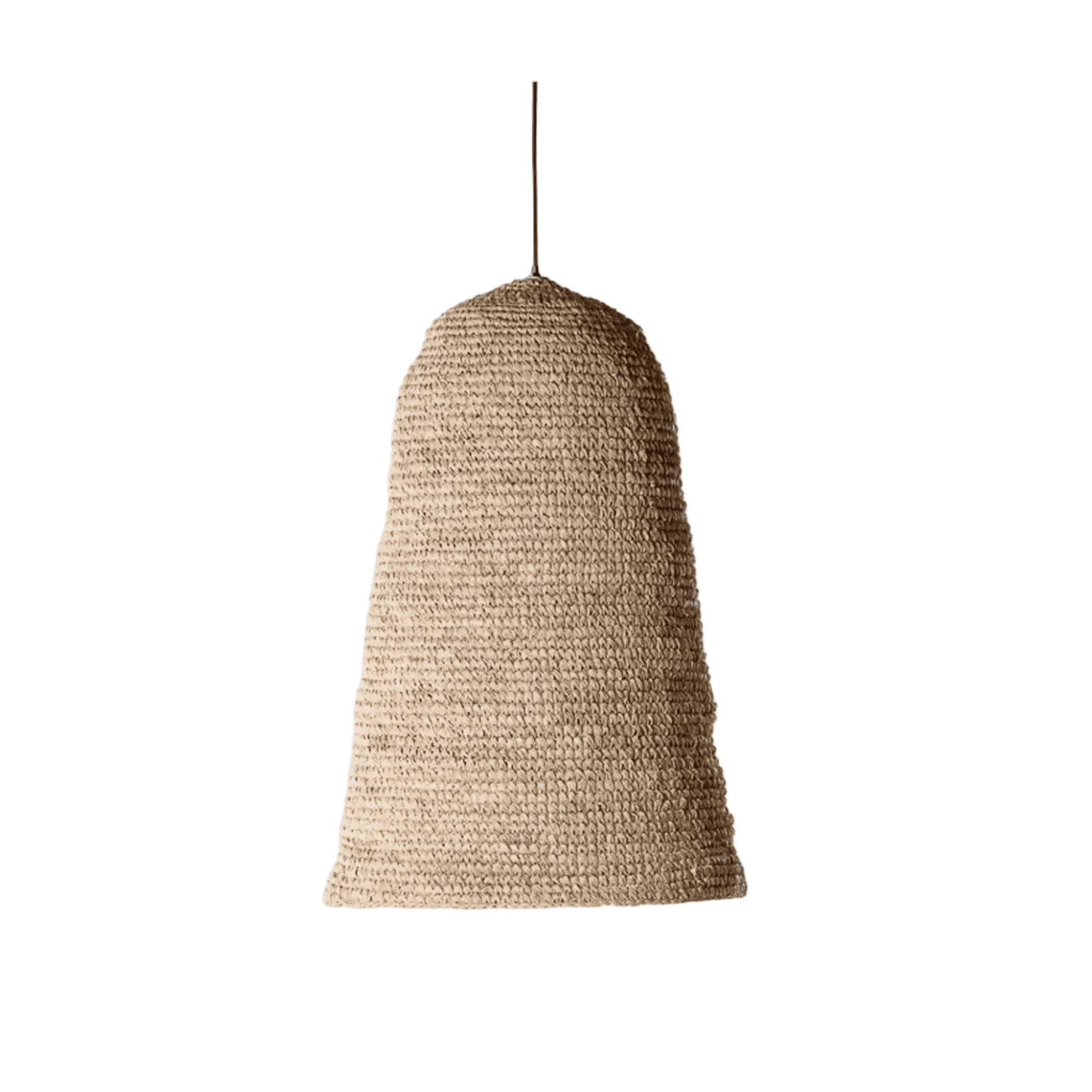 Handwoven Scandinavian rustic ceiling lamp made of natural rattan with an organic open shape, perfect for eco-friendly home decor